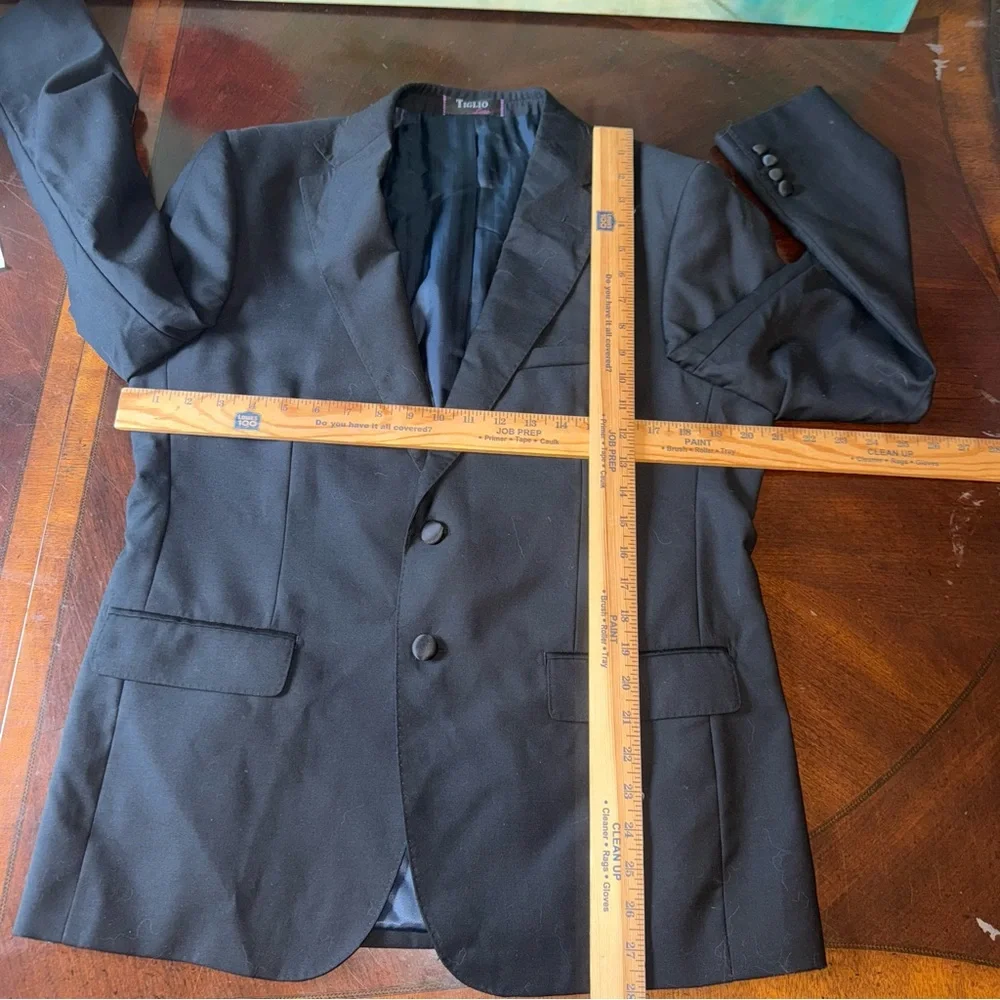 Tiglio Luxe Sport Coat Tuxedo sz 42S Men Slim Fit Black Lanificio Di Biella Wool